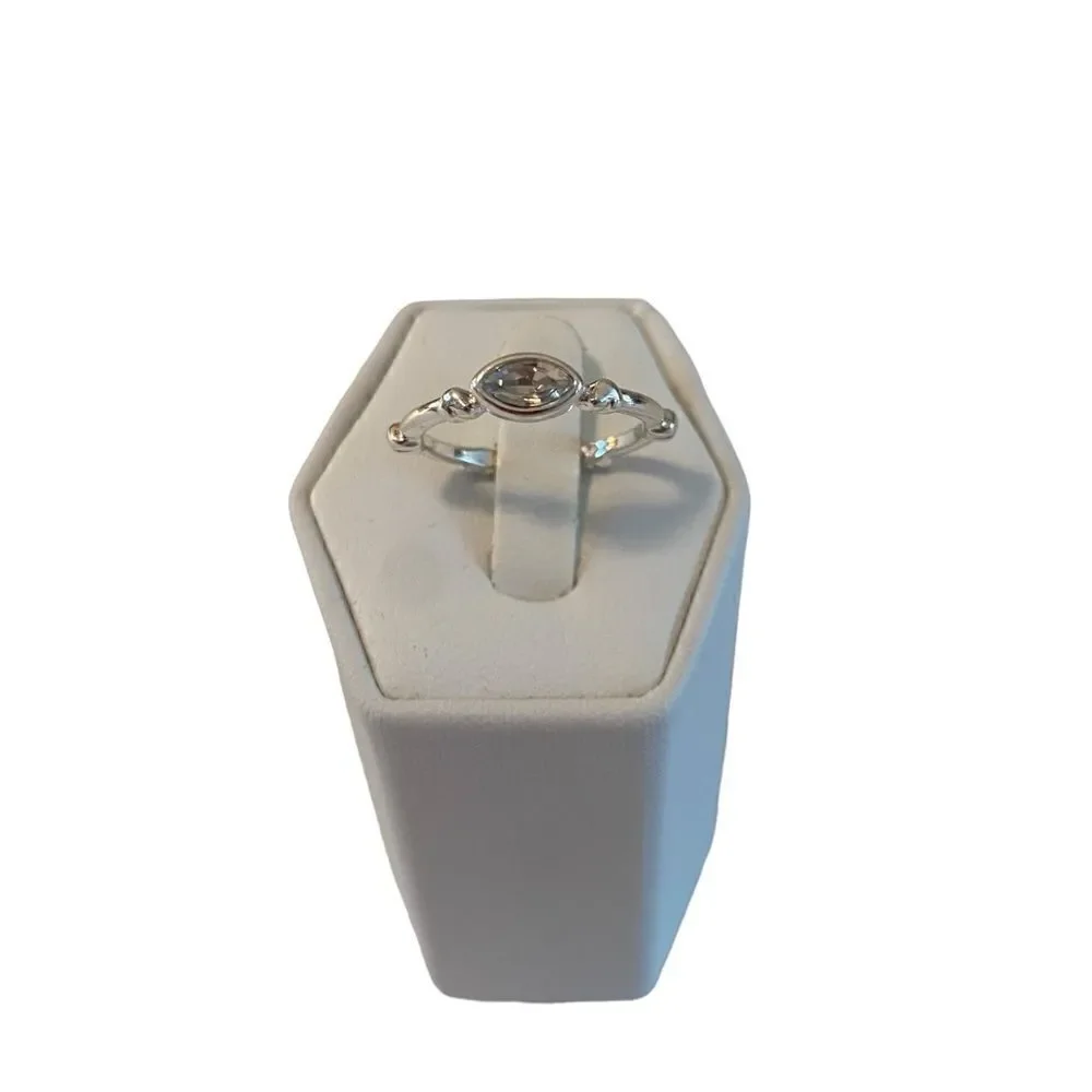 Silver Tone Multi-Stone Ring Stack in Sizes 5, 6 & 7..